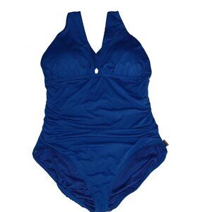 NWT Michael Kors One Piece Halter Blue Swimsuit Sz 16